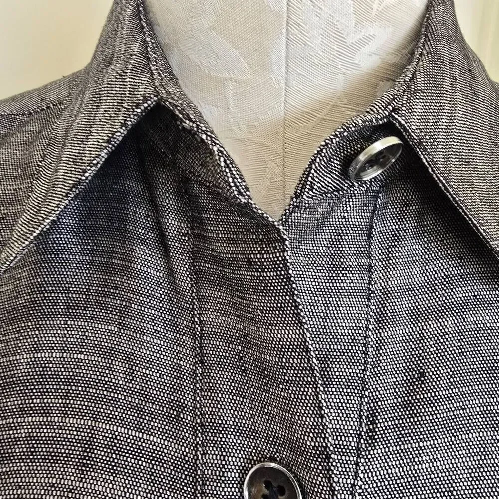 Linda Allard for Ellen Tracy Blk/Grey Linen/Silk Shirt/ Jkt., NWOT, Sz. 8 P